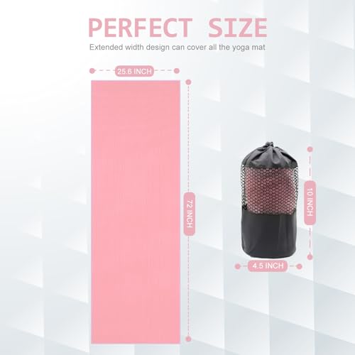 Eunzel 2 Pack Hot Yoga Towel with Grip Dot, Non Slip Yoga Mat Towe Sweat Absorbent Towel for Hot Yoga,Bikram, Pilates and Fitness 72" x 24", Pink - color: Pink