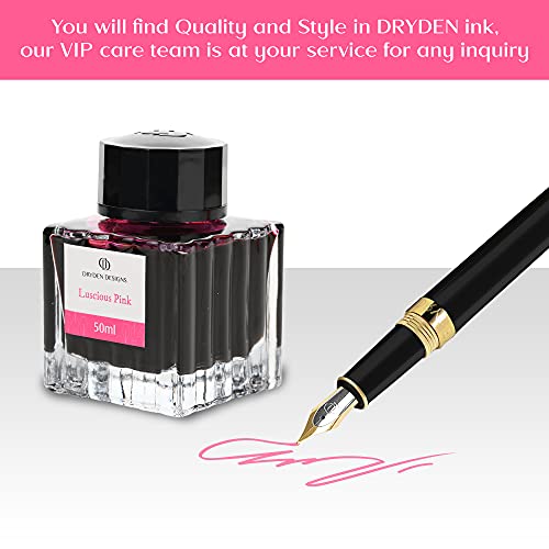Fountain Pen Ink Bottle Luxury Edition, (Luscious Pink) Fountain Pen Bottled Ink. Compact Designed Bottle (Model: Smooth Flow 50ml) - color: Pink [Luscious Pink] Ink Bottle