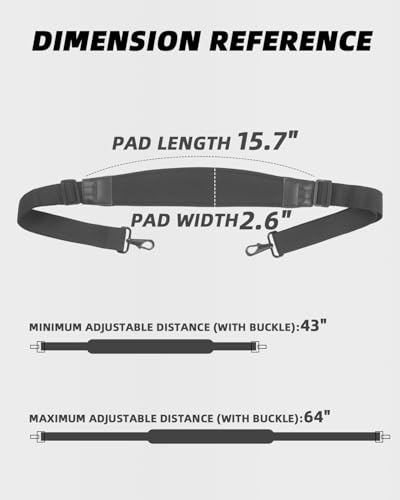 Replacement Shoulder Strap, Universal Laptop Adjustable Length Neoprene Padded Bag Strap (Black - 2PCS)