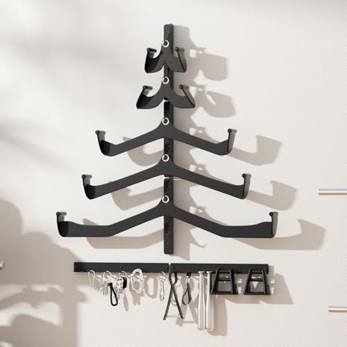 LAT Pull Down Bar Storage Rack Wall Mount, Home Gym Organization - color: Black 2Packs