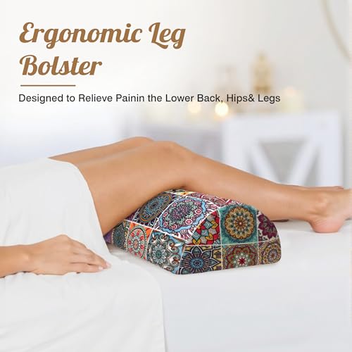 Knee Pillow for Back Sleeping – Half Moon Bolster Pillow for Under Knee While Sleeping Support, Leg & Back Pain Relief (21.5x9x5 Inches) - color: Beige