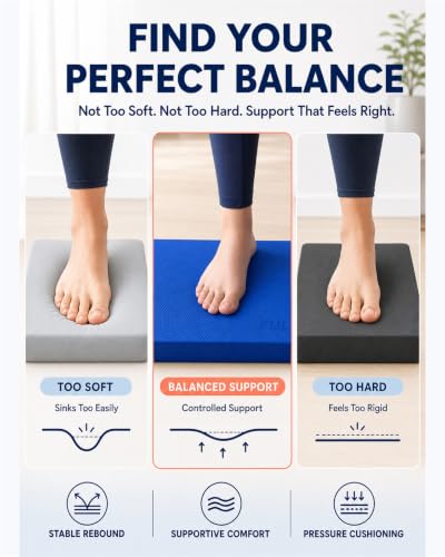 Balance Pad, High-Density TPE Foam, 15.75 x 13 x 2 Inches, Blue | Non-Slip Surface, Firm Yet Cushioned, Controlled Instability, Ankle Stability, Core Strength, Yoga, Pilates and Mobility