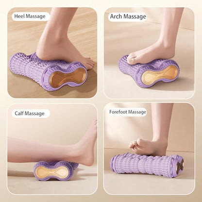 Foot Massager Roller for Plantar Foot Arch Trainer Fasciitis Relief Dual-Row Foot Massagers Waterproof Exercise Supply Purple