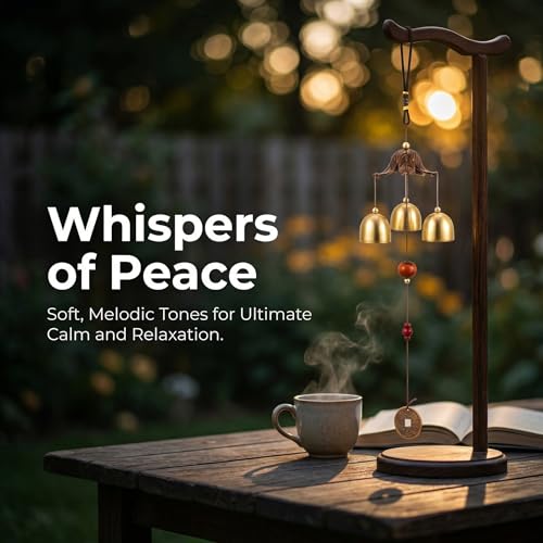Feng Shui Wind Chimes for Good Luck Small Tibetan Brass Bells Windchimes Hanging Decor for Home Garden Outdoor Zen Campana de Viento Boho Asian Charms for Inside Outside Windstorm