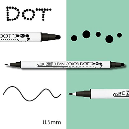 Kuretake ZIG Twin Marker BLACK 4 Assortment set for Hand Lettering, Calligraphy Art, Illustration, Journaling, Cartooning, AP- Certificated, Made in Japan