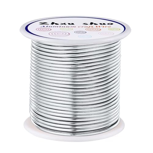 12 Gauge(2mm) Aluminum Wire 35 Yards Anodized Metal Wire for Bonsai Armature Crafting Sculpting Jewelry Craft Making Beading Floral (Silver, 12 Gauge) - color: Silver