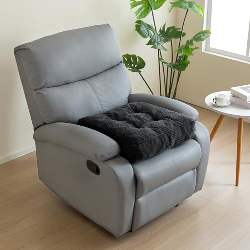 HIGOGOGO Tufted Corduroy Recliner Seat Cushion for Elderly, High Density Foam Large Square Seat Cushion for Recliner Chair, Floor Pillow, Office Chair, Car, No Pressure on Thighs, 20x20x4, Black - color: Black, size: 20x20x4