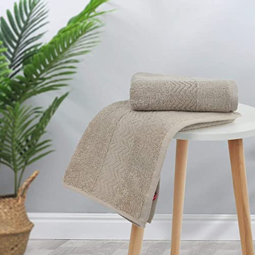Cleanbear 100% Cotton Hand Towels for Bathroom Set of 2, Highly Absorbent | Ultra Soft and Quick-Drying Face Towels, Guest Bathroom Use, 13 x 28 Inch (Khaki) - color: Khaki