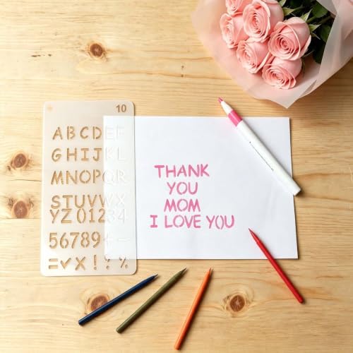 30 Pcs Letter Stencils for Painting, 4x7 Inch Number Symbol Craft Stencils | Reusable, Flexible Plastic Drawing Templates, Spray Paint Stencils for Graffiti, Journaling, Scrapbook Greeting Card Making - color: Letter and Number