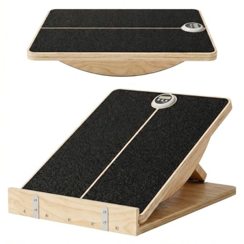 Slant Board for Exercise, 2-in-1 Balance Board & Calf Stretcher with Timer,Adjustable Wooden Squat Wedge with Anti-Slip Surface,Incline Board for Stretching & Blance Training