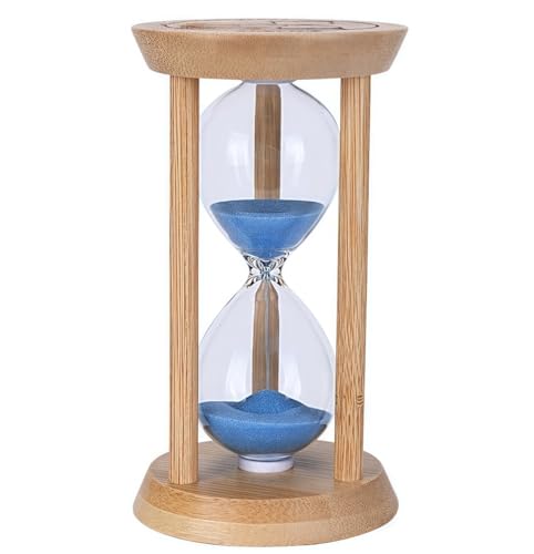 100% Bamboo Sand Timers, Hourglass Sand Timers 30Min, Wooden Sandglass Timer for Toothbrush Timer Games Classroom Home Office Cooking（Blue+30Min） - color: Blue, size: 30Min