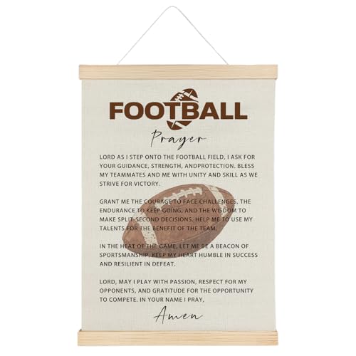ATBWGT Christian Football Prayer Wall Art Decor, Gifts for Football Lovers Players Fans, Inspirational Religious Prayer Poster Hanger Frame for Sports Room Gym Home Office, 12x16 Inch - color: Prayer - Football