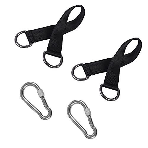Tree Swing Strap Hanging Kit, 2 Pcs Short Straps, 9.84 inches | Hammock Straps, 2 Pcs Heavy Duty Hook Clasps, For Swing Hammocks Yoga Seat Sandbags, Gym Equipment Pulley System - color: 25cm straps with hook clasps