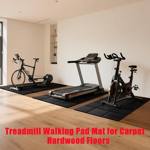 Treadmill Mat for Carpet & Hardwood Floors, 79''x39'', Under Equipment Mat | Non-Slip, Waterproof, Noise & Shock Absorbing: For treadmills, walking pads and exercise bikes on carpet or hardwood - size: 79"L x 39"W x 0.16"Th