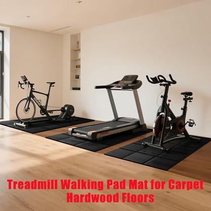 Treadmill Mat for Carpet & Hardwood Floors, 79''x39'', Under Equipment Mat | Non-Slip, Waterproof, Noise & Shock Absorbing: For treadmills, walking pads and exercise bikes on carpet or hardwood - size: 79"L x 39"W x 0.16"Th