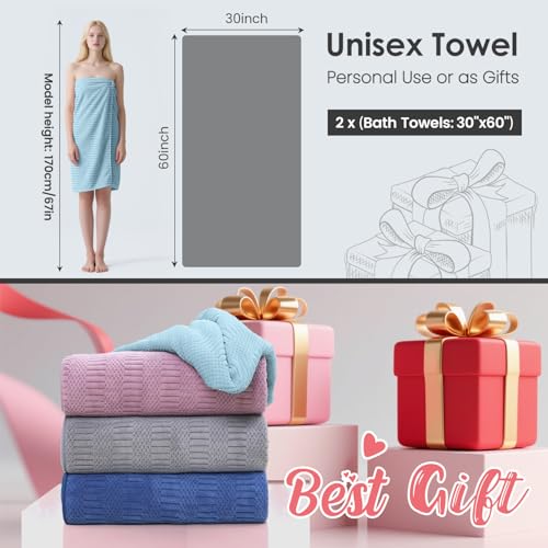 JML Microfiber Bath Towels, Light Blue, 30" x 60", 2 Pack - color: Diamond Cross Grid Light Blue, size: 2 Pack (30 in x 60 in)