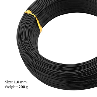 Bonsai Training Aluminum Wire, 1.0mm 18 Gauge Black 200g, Bendable Anodized Craft Wire, Flexible Armature Wire for Bonsai Tree Shaping, DIY Handcraft and Model Making(Black-1.0) - color: Black, size: 18 Gauge