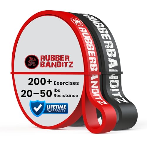 Rubberbanditz Combo Pull Up Assist Bands | Heavy Duty Resistance Exercise Bands for Powerlifting, Mobility, and Stretching | Resistance Bands for Working Out - color: Red, and Black, size: Pack of 2
