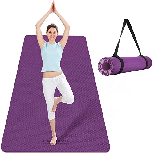 CAMBIVO Extra Wide Yoga Mat for Women and Men (72"/84"x 32"x 1/4") TPE Workout Mat, Non-slip Large Exercise Fitness Mat for Yoga, Pilates, Workout - color: Purple Rose, size: 72" x 32" x 8mm