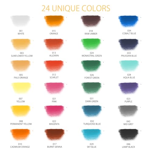Artecho 24pcs Soft Pastels, Square Chalk | Drawing, Blending, Layering, Shading - style: 24 colors long