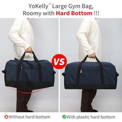 55L Large Duffle Bag for Men Travel - 25 inch Weekender Duffel Bag with Hard Bottom - Navy - color: Navy