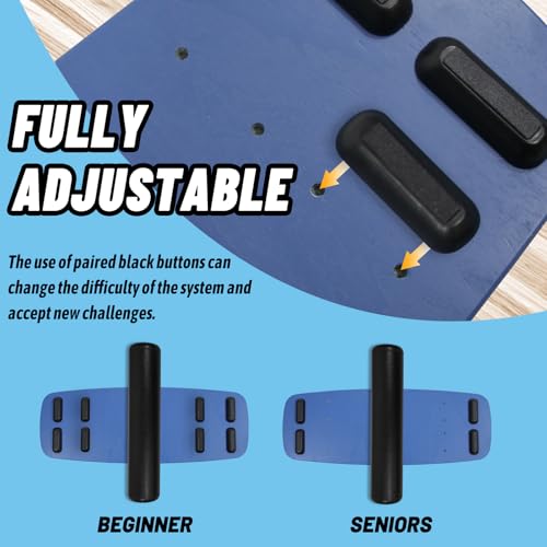 Balance Borad Sports Trainer-with Adjustable Stopper- Stability Board for Physical Therapy,Yoga,Surfing Training-Max Load 350lbs with Aiti- Slip Surface - color: Blue