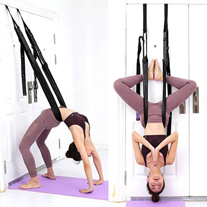 Tchrules Leg Stretcher Strap, Backbend Training Belt with Door Anchor, Flexibility Trainer Stretching Equipment Assist Stretch Strap for Fitness Gymnastics Dance Aerial Yoga Ballet - color: Black