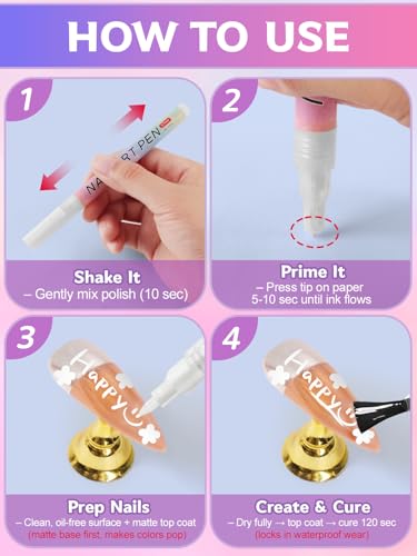 Kalolary 1PCS White Nail Art Pens 0.7mm Nail Polish Pens Quick Dry | Long-last Nail Graffiti Dotting Painting Liner Nail Art Markers for DIY Nail Art Design - color: White