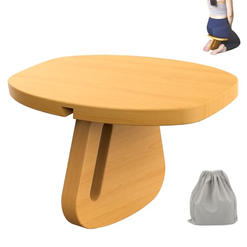Meditation Bench, Pine Wood Seiza Kneeling Stool with Carry Bag