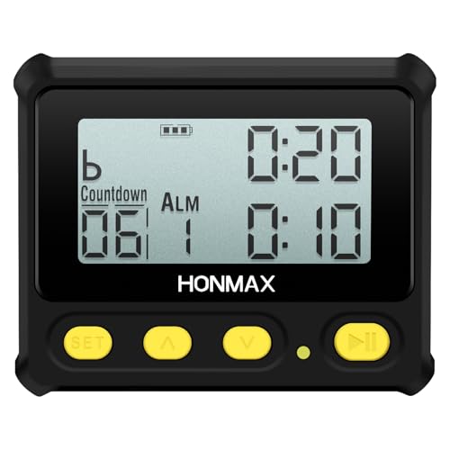 8200 Interval Timer and Stopwatch, Backlight, USB-C Charged, Clock - color: Black+yellow