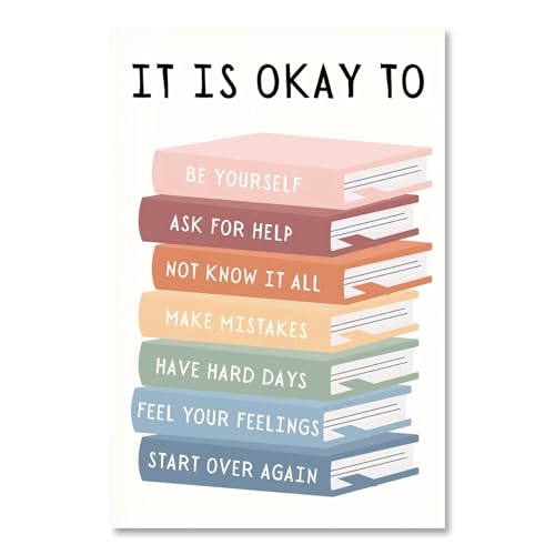 Balsuka It Is Okay To Poster Mental Health Inspirational Quotes Wall Art Motivational Positive Affirmations Canvas Print Encourage Educational Wall Decor for Office Classroom 8x10inch Unframed - color: style-1 Unframed, size: 8"L x 10"W