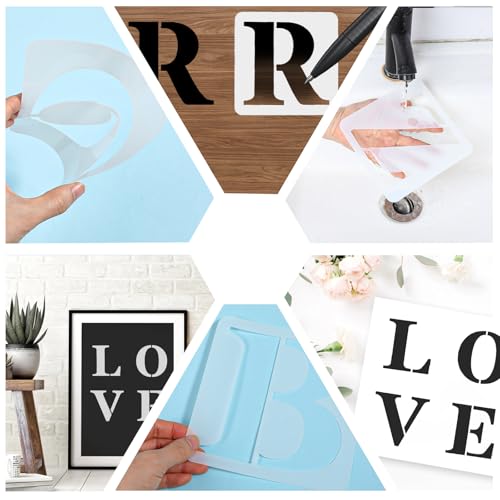 36 Pcs 5 Inch Reusable Letter and Number Stencils, PET Plastic Spray Painting Templates for Wall, Wood, Fabric, Craft DIY Decoration