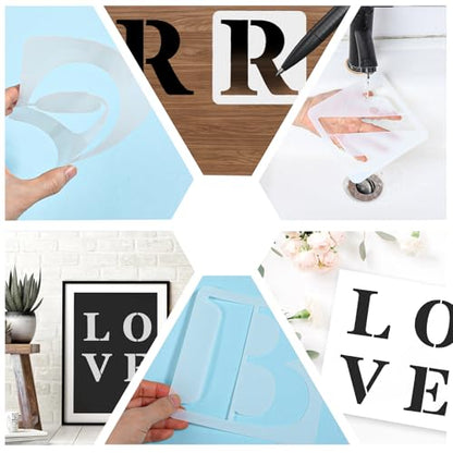 36 Pcs 5 Inch Reusable Letter and Number Stencils, PET Plastic Spray Painting Templates for Wall, Wood, Fabric, Craft DIY Decoration