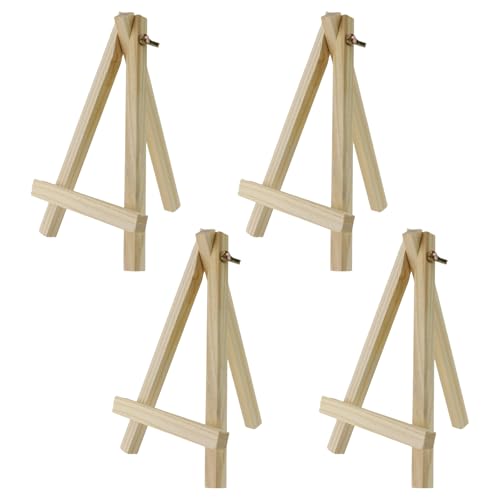 4 Pcs Tabletop Easel,Easel for Painting 7.48 Inch Wooden Painting Stand for Art,and Crafts,Portable Canvas Photo Picture Sign Holder for Kids and Adults - size: 7.48"x4.33"/19x11 cm(LW)