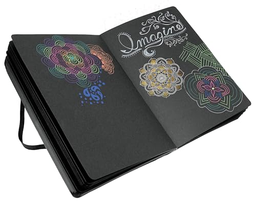 Pentalic Traveler Midnight Sketch Black Paper Journal, 160 Pages, Black (3" x 4") - size: 3-inch x 4-inch, Black