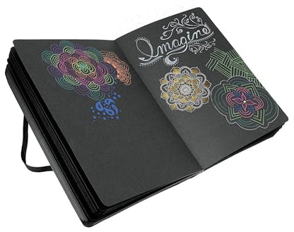 Pentalic Traveler Midnight Sketch Black Paper Journal, 160 Pages, Black (3" x 4") - size: 3-inch x 4-inch, Black