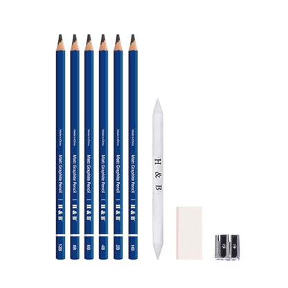 H & B Profession Sketch Pencils 9-Piece, Matte Sketch pencils, Sketch Pencil Set for Drawing, Shading, and Sketching for Beginners, Artists and professional artists - size: 9 Count (Pack of 1)