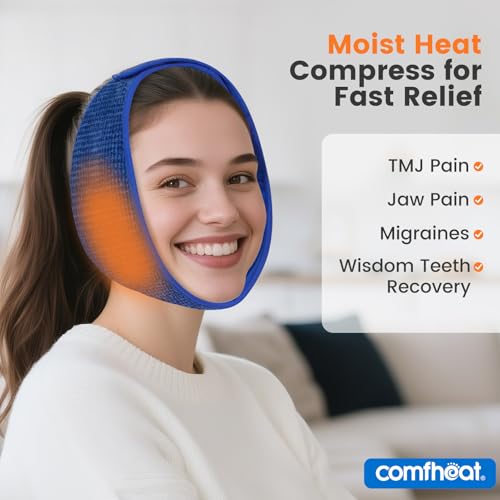 Lavender Weighted Eye Pillow for Yoga, Microwavable Moist Heat Eye Compress Mask Pillow with Washable Cover for Relaxation, Yoga, Migraine Relief, Comfheat Face Heating Pad for TMJ Pain Relie
