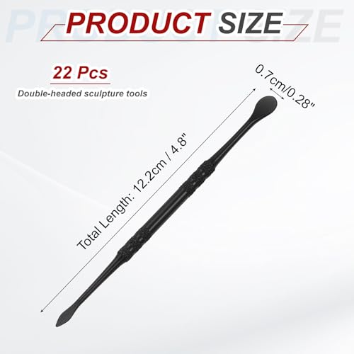 HARFINGTON 22pcs Wax Carving Tool 4.8" Double-Headed Stainless Steel Sculpture Tools Kit Modeling Engraving Sculpting Spoons for Clay Pottery Crafts Shaping, Black Plated - color: Black Plated