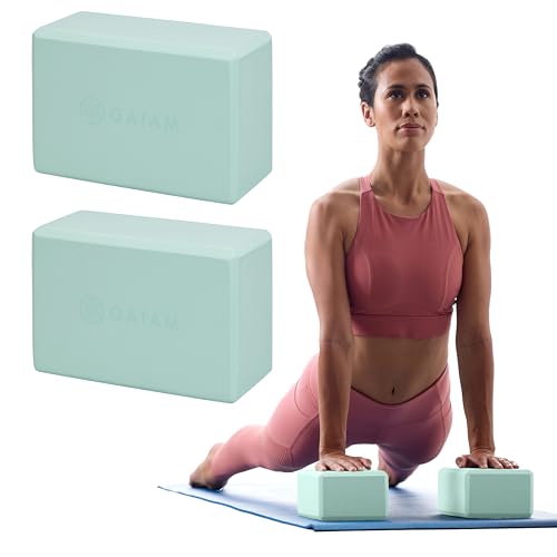 Gaiam Yoga Block - Supportive Latex-Free Eva Foam - Soft Non-Slip Surface with Beveled Edges for Yoga, Pilates, Meditation - color: Lagoon, style: 2 Blocks