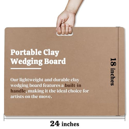 CALPALMY Clay Wedging Board with Convenient Built-in Handle - 24 x 18" Portable Clay Board for Ceramics, Clay Crafts, and Pottery - Sturdy 9mm Thickness MDF Tote Board for Clay Art Enthusiasts - size: 24"x18" (9mm thick)