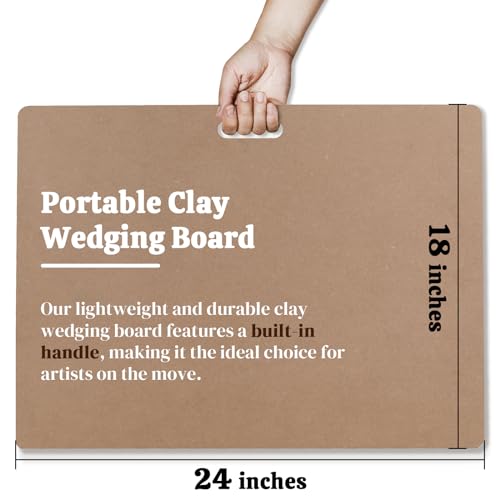 CALPALMY Clay Wedging Board with Convenient Built-in Handle - 24 x 18" Portable Clay Board for Ceramics, Clay Crafts, and Pottery - Sturdy 9mm Thickness MDF Tote Board for Clay Art Enthusiasts - size: 24"x18" (9mm thick)