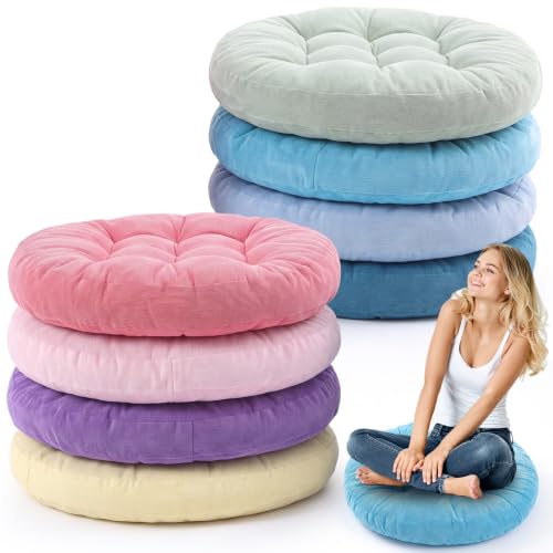 Jerify Macaron 8 Pcs Large Floor Pillow Cushion,Round 22 x 22 | Round Square Flexible Seating Floor Meditation Pillow for Classroom Adult Picnic Party Learning Daycare School Reading Corner - color: Macaron, size: Round 22 x 22