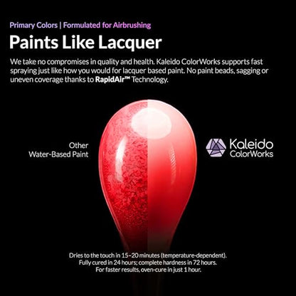 Gaahleri Kaleido Water-Based Airbrush Paint Kit 24 Primary Color Set | Acrylic Paint, Pre-Thinned, High Gloss, Fast-Drying, with Thinner & Cleaner - color: 24 Primary Colors Set