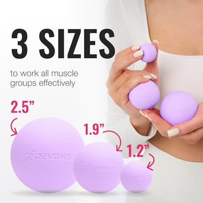 3 in 1 Massage Ball Set - Lacrosse Balls for Myofascial Release, Back Pain Relief, Face Fitness, Trigger Points, Yoga, Physical Therapy, Muscle Recovery and Soft Deep Tissue Massage (Purple) - color: Purple