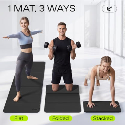 ZOEY 7-Fold Foldable Yoga & Exercise Mat, 74.8x31.5 Extra Wide 31.5 Inch XL Extra Large Lightweight Mat, Folding Pilates Stretching Mat, Anti-Slip Double Non Slip Noise Reducing Hot Yoga Mat, Odorless Non Toxic Eco TPE Workout Mat for Beginners Women Men,
