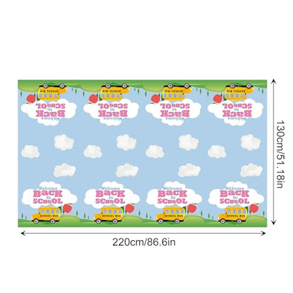 1Pc Back to School Party Plastic Tablecloth 54 x 87 Inch Long Table Cover, Opening Season Party Tablecover for Welcome Back to School Kids Baby Shower Birthday Dinner Picnic Kitchen Event - color: Back to School