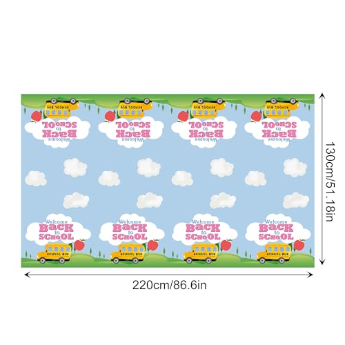 1Pc Back to School Party Plastic Tablecloth 54 x 87 Inch Long Table Cover, Opening Season Party Tablecover for Welcome Back to School Kids Baby Shower Birthday Dinner Picnic Kitchen Event - color: Back to School