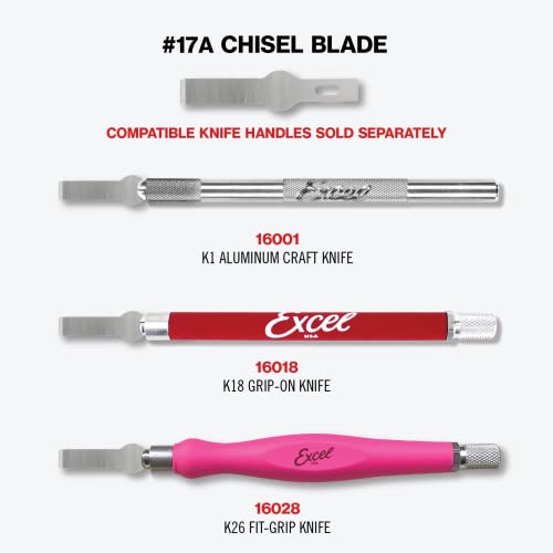 Excel Blades #17 50-Pack Chisel Craft Knife Blades, Carbon Steel, USA Made