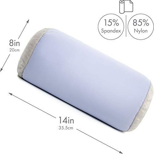 Microbead Bolster Neck Roll Pillow, 14x8 in Cylinder Tube, Silver Mist | Silky feel fabric helps prevent wrinkles & hair breakage; feather-light beads gently cushion head & shoulders as you rest - color: Silver Mist
